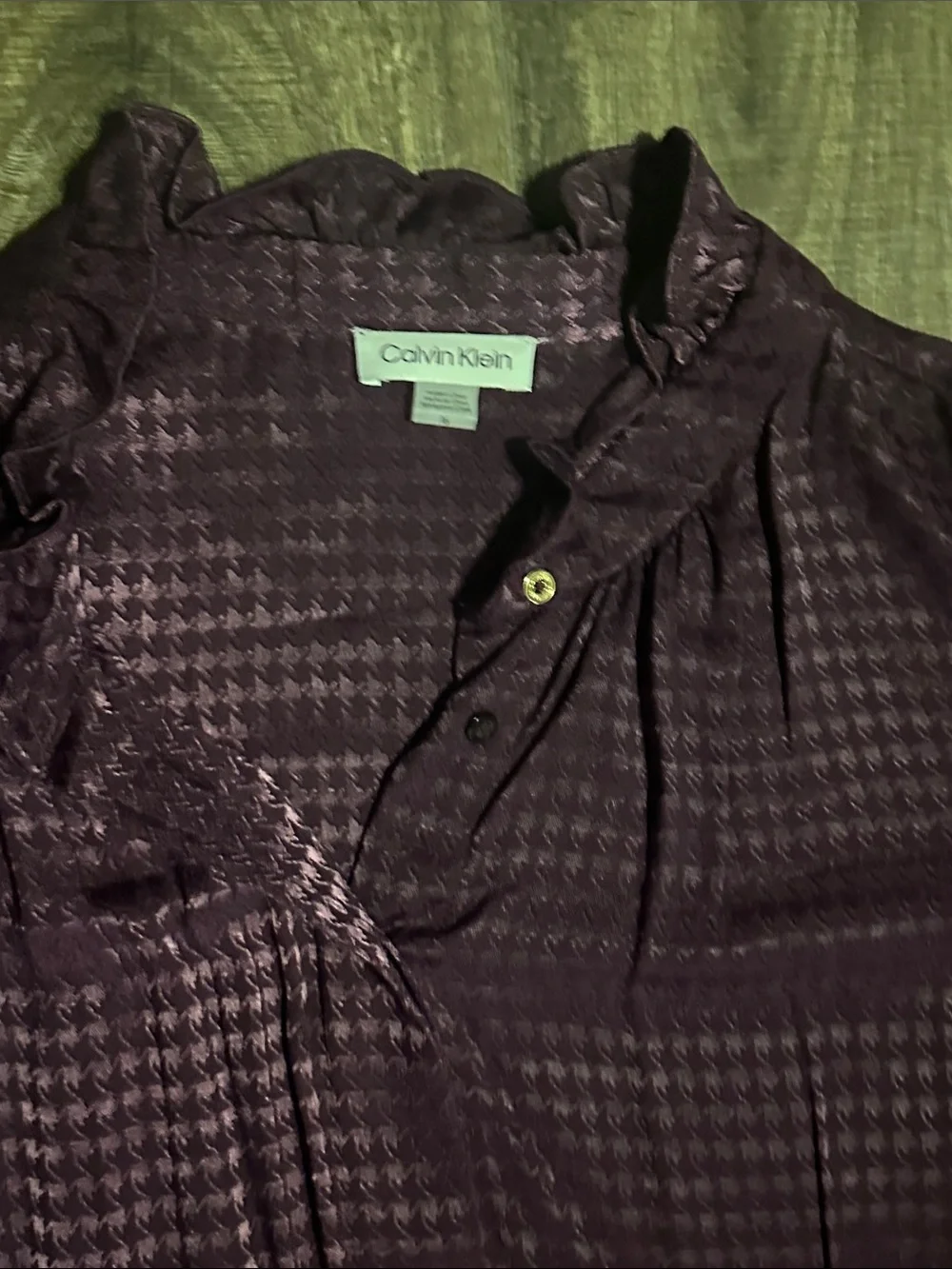 Calvin Klein Plum Long-Sleeve Midi Dress with Waist Tie - Picture 3 of 4